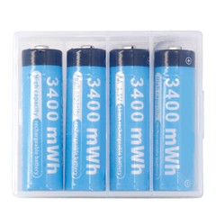 4PCS 1.5V AA AAA Li-ion Lithium ion Rechargeable Batteries 1100 / 3400mwh + Case