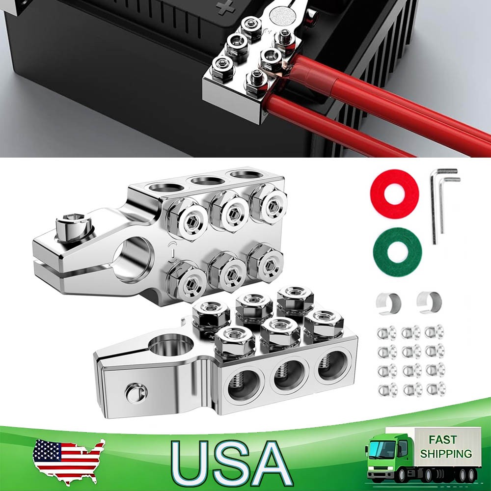 Battery Terminal Connectors 12 Way Top Post Clamps Positive Negative 8Awg 4 0Awg