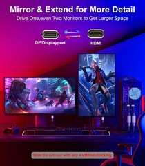 Displayport 1.4 to HDMI 2.1 Adapter 8K@60Hz/4K@120Hz Unidirectional DP Male