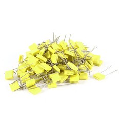 100 Pcs 100V 0.1uF 100NF Radial Box Type Film Correction Capacitors Yellow
