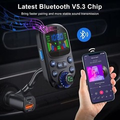 Car Bluetooth FM Transmitter Wireless MP3 Player PD USB Fast Car Charger Adapter