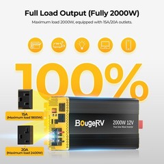 2000W Pure Sine Wave Power Inverter Solar Convert 12V DC to 120V/110V AC APP BT