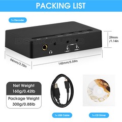 Analog 7.1 Channel Decoder COAX/OPT Audio Converter USB DAC MIC Music Player