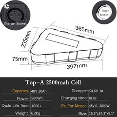 ebike battery 28.8Ah 48V 52V 72V 20Ah Lithium Ion Battery for 0~3000W Motor CSC