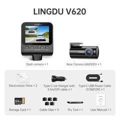 V620 4K+1080P Dual Dash Cam ADAS WiFi 6 GPS Cars Recorder Parking Mode Free 64GB