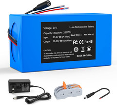 24V 12000Mah Rechargeable Lithium Ion Battery Pack with 29.4V Charger & Bare Lea