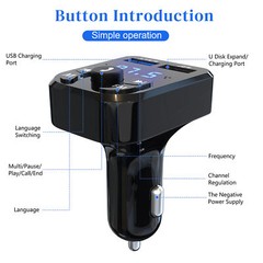 Bluetooth 5.0 Car Wireless FM Transmitter Adapter 2USB PD Charger AUX Hands-Free