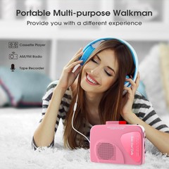 Walkman Cassette Players Recorders AM/FM Radio, Portable Tape Player Records