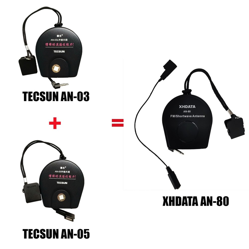 XHDATA AN-80 Shortwave Reel Antenna Black FM/SW External Whip to Improve Sign US