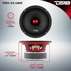 DS18 PRO-X5.4BM 5.25″ Car Audio Midrange Loudspeaker 300W Max, 150W RMS, EACH