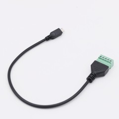 Micro USB Male to 5 Pin Screw Connector with Shield Terminal Plug Adapter Cable