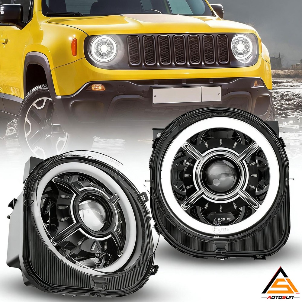 For Jeep Renegade 2015 2016 2017 2018 FULL LED Projector Headlamps DRL LH+RH