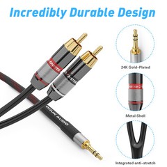 3.5mm Male to 2Male RCA Cable AUX to RCA Splitter Wire for HIFI Audio System