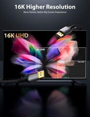 Displayport 2.1 Cable 10FT/3M, 80Gbps [16K@60Hz, 8K@120Hz, 4K@240Hz, 1080P@360Hz