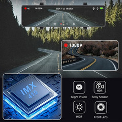 12″ Mirror Dash Cam 3 Channel 4K Front Inside Rear 1080P WiFi Night Vision GPS 2