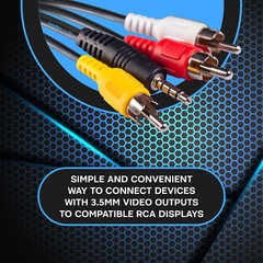 SatelliteSale 3.5mm Aux Jack Male to 3 RCA Male Audio/Video Cable Black(6 feet)