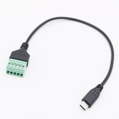 USB 3.1 Type-C Male to 5 Pin Screw Terminal Connector Shield Adapter Cable 30cm