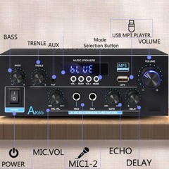 Home Audio Amplifier Bluetooth 5.0 Stereo Receiver Max 450W Power Amplifier AK55