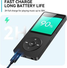 AGPTEK A02PLT 64GB Bluetooth MP3 Player with Speaker FM Radio Voice Recorder BLK