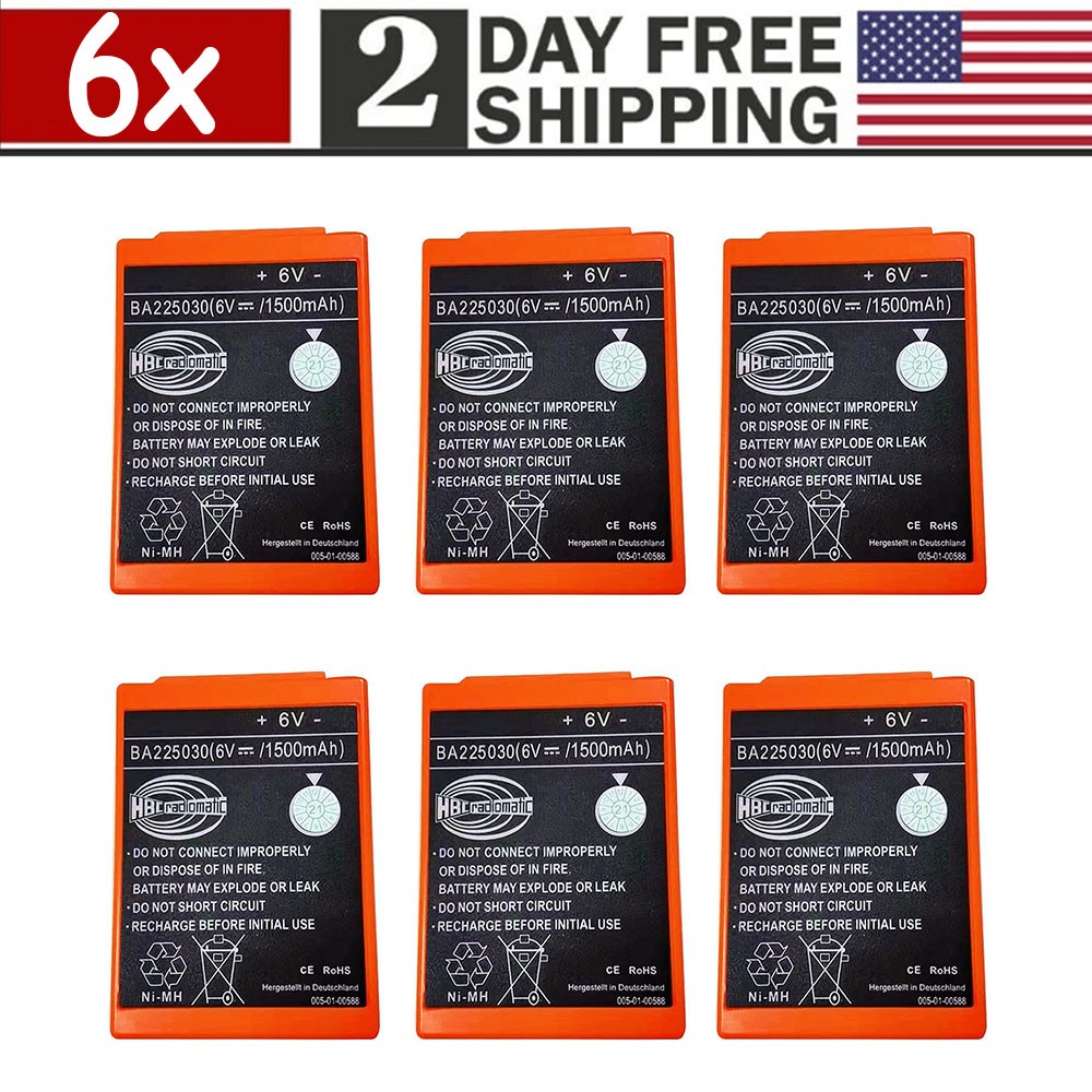 [6 Pack] 1500mAh BA225030 6V Battery For HBC Crane Remote Pump Truck Battery