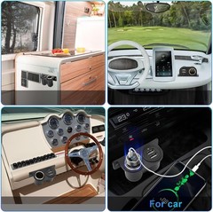 1PCS Dual USB Outlet Cigarette Lighter Socket Splitter with Blade Fuse, 12V 4.2A