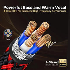 Audiophile RCA Audio Cable w/ 4-Core-Ofc Shielded Stereo 1 Pair 1.64ft 0.5M