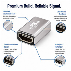 HDMI Coupler 8K@60Hz Female to Female Adapter 2.1 Connector 3D 4K@120Hz Extender