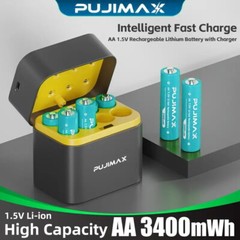 8 PCS PUJIMAX 1.5V Rechargeable AA Lithium-ion Batteries 3400mWh + Charging Dock