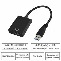 HD 1080P USB 3.0 to HDMI Video Cable Adapter For PC Laptop HDTV LCD Black Silver