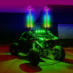 2x 1~3FT Thick LED Whip Spiral Chasing RGB Fat Whip Light For Can Am Polaris RZR