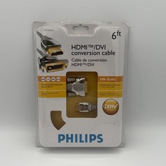 NEW Philips HDMI/DVI Conversion Cable 6 Foot Model SWV3442W/17 24k Gold Plated