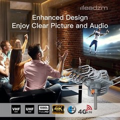 HDTV Outdoor Amplified Digital Antenna 360 Rotor HD TV UHF VHF FM 150Mile+Stand