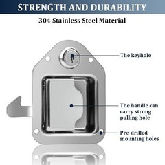 1 Count Truck Tool Box Latch Replacement Stainless Steel Toolbox 4.3″L x 3.3″W