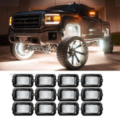 MICTUNING C2 Curved 12 Pods Pure White LED Rock Lights Truck Underglow Neon Kits