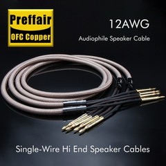 12AWG OFC HiFi Audio Speaker Cable Wire 24K Gold Plated Banana to Y Spade Plug