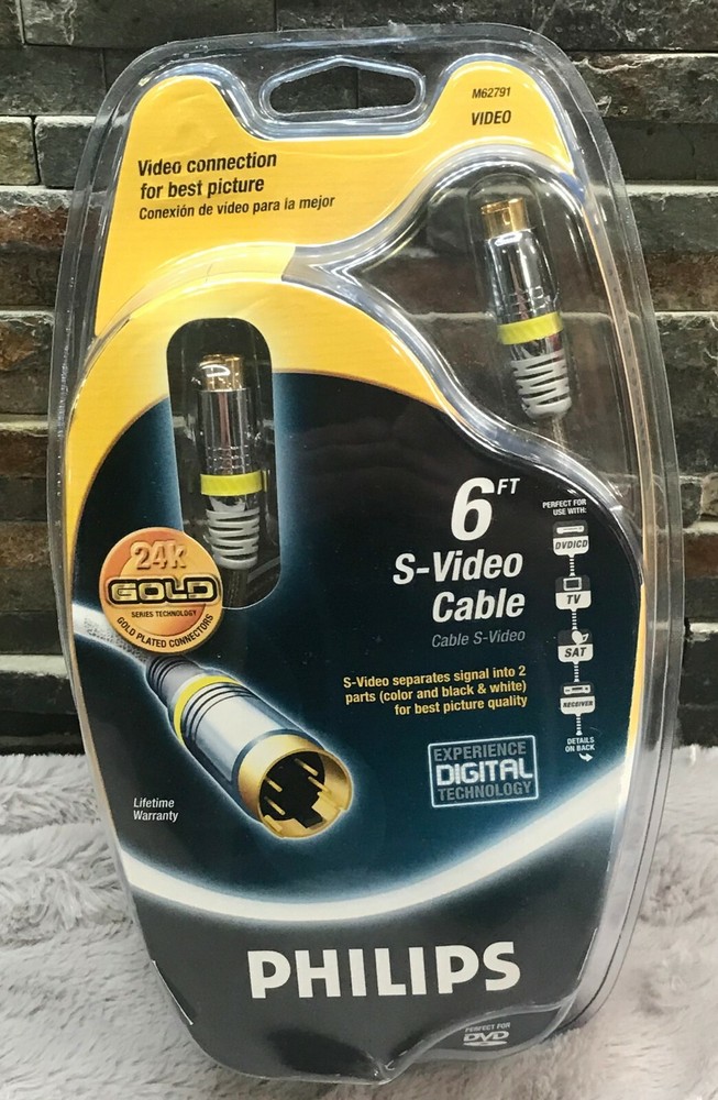 New Phillips S-Video Cable M62791 24K Gold Plated Connectors 6 Foot Long