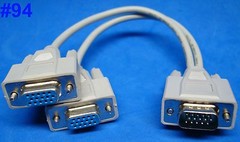 us seller VGA SPLITTER Y ADAPTER VIDEO MONITOR DUAL SCREEN AUX CABLE 15-PIN SVGA