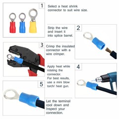 300PCS Insulated Electrical Wire Terminal Ring Splice Spade Crimp Connector Kit