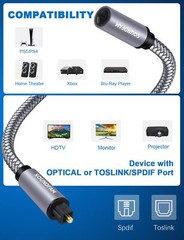 Optical Extension Cable 3Ft/1M, Optical Audio Cable Male to Female Toslink Op…