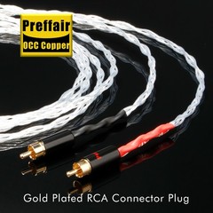 Preffair OCC Copper Interconnect Cable 24K Gold Plated 2RCA Plug HIFI