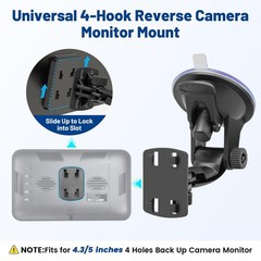 EWAY 4-Hole Direct Fit Suction Cup Mount for Backup Camera 4.3″/5″ Black