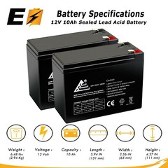 ExpertBattery 2 Packs of 12V 10Ah Battery for EZIP Scooter 4.0, 400, 450, 500