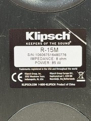 Klipsch Model R-15M Bookshelf SINGLE Speaker Only – Black – Tested