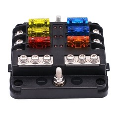 Car Power Distribution 12-24V Blade Fuse Holder Box Block Panel Board 6 WAY