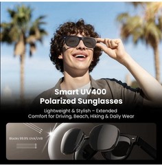 WeariQ Smart UV400 Polarized Bluetooth Sunglasses, IPX4 Waterproof, Touch Contr…
