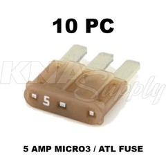10 Pack 5A Micro3 Blade Fuse 5 AMP ATL 32V DC Auto Car Truck Boat Marine RV