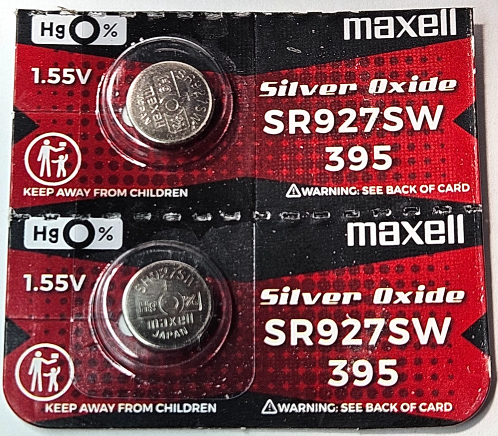395 MAXELL 2PK 1.55V SILVER OXIDE (GREAT EXP 12/30) SR927SW 399 FREE SHIPPING