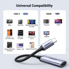 UGREEN USB C to HDMI Adapter Cable 4K@60Hz Aluminum Type C Black or Grey