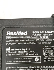 ResMed 90W Ac Adapter Power Supply IP22 #370006 Original AirSense 10 AirCurve 10