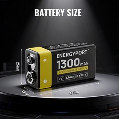 2Pack USB Rechargeable 9V Lithium Batteries 1300mAh Long Lasting LI-ion Battery